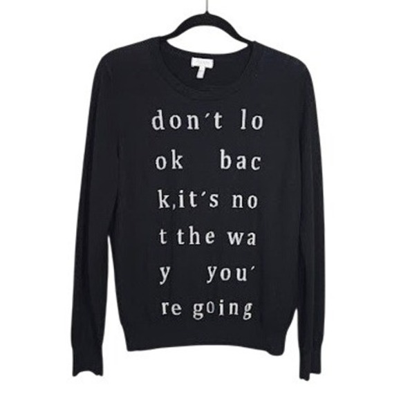 Escada Sweaters - Escada Sport Black White Dont Look Back Intarsia Crewneck Sweater Jumper M